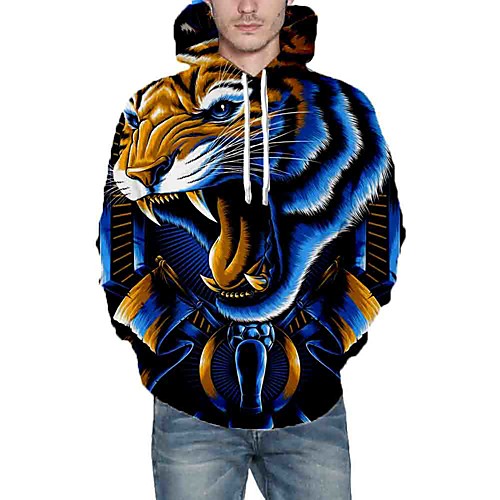 

Men's Hoodie Graphic Animal Daily Going out 3D Print Casual Hoodies Sweatshirts Blue