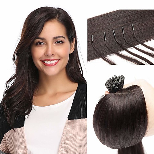 

Fusion / I Tip Hair Extensions Virgin Human Hair Remy Human Hair Human Hair Stick Tip Hair Extensions 50 pcs 50 g Pack Straight Black / Blonde 16-24 inch Hair Extensions