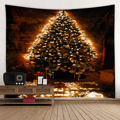 

Glowing Christmas Tree Digital Printed Tapestry Classic Theme Wall Decor 100% Polyester Contemporary Wall Art Wall Tapestries Decoration