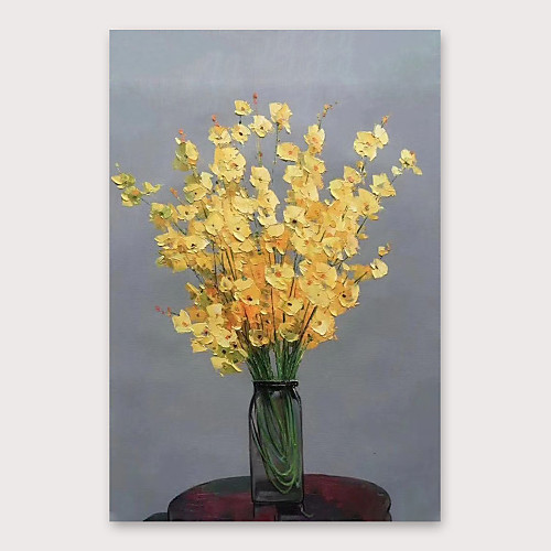 

Oil Painting Hand Painted Vertical Abstract Floral / Botanical Modern Stretched Canvas