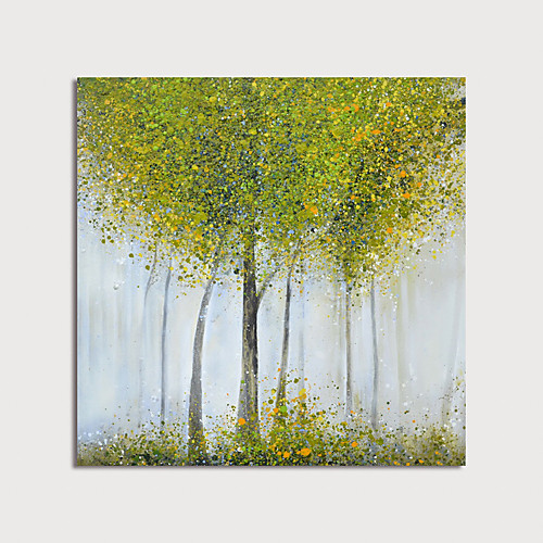 

Oil Painting Hand Painted Square Abstract Floral / Botanical Modern Stretched Canvas