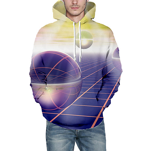 

Men's Daily Hoodie Universe Graphic Hooded Casual Hoodies Sweatshirts Yellow