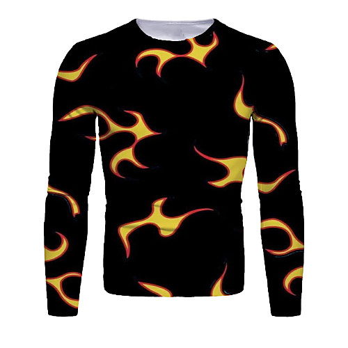 

Men's T shirt Graphic Print Long Sleeve Daily Tops Basic Elegant Yellow