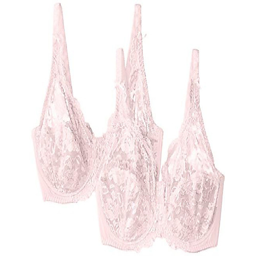 

women's plus-size 2-pack underwire allover lace bra, pink, 42d