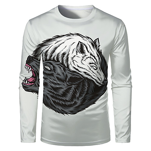 

Men's T shirt Graphic Plus Size Print Long Sleeve Daily Tops Basic Gray