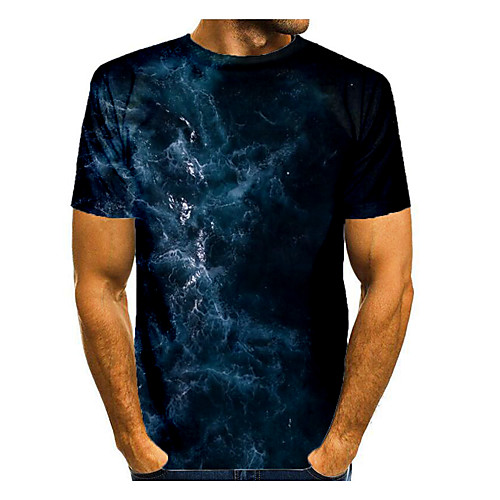 

Men's T shirt Graphic Short Sleeve Daily Tops Basic Elegant Blue