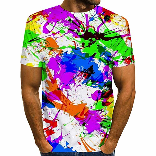

Men's T shirt Rainbow Graphic Print Short Sleeve Daily Tops Streetwear Rainbow