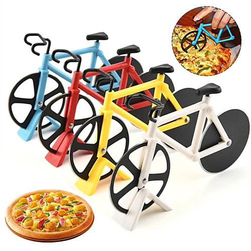 

Stainless Steel Pizza Knife Two-wheel Bicycle Shape Pizza Cutter 1Pc