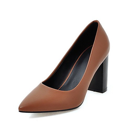 

Women's Heels Wedge Heel Pointed Toe Classic Daily PU Solid Colored Black Brown Beige / 3-4