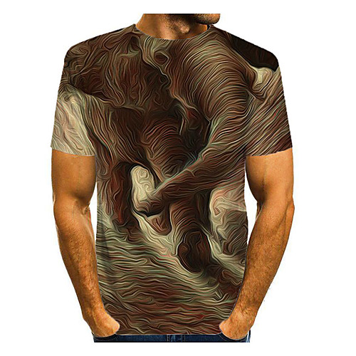 

Men's T shirt Graphic Short Sleeve Daily Tops Basic Elegant Brown