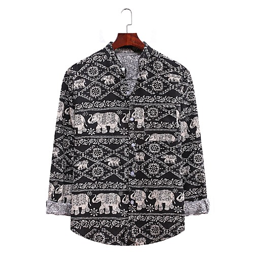 

Men's Shirt Other Prints Graphic Long Sleeve Daily Tops Black