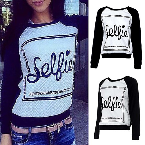 

Women's Sweatshirt Pullover Black Fashion Crew Neck Fleece Letter & Number Sport Athleisure Sweatshirt Long Sleeve Comfortable Everyday Use Causal Daily / Winter