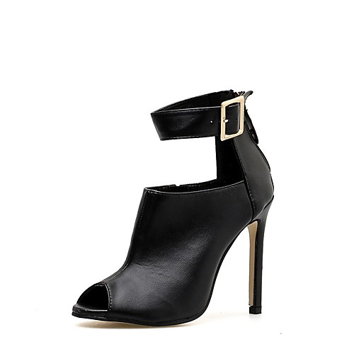 

Women's Heels Pumps Peep Toe Casual Daily Faux Leather Solid Colored Black / Booties / Ankle Boots