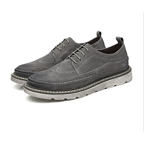 

Men's Oxfords Casual Daily Walking Shoes Leather Wear Proof Black Gray Fall