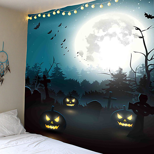 

Tapestry pumpkin bat print halloween carpet home decoration night moon hippie tapestry wall hanging tapestry decoration