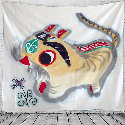 

Chinese Ink Painting Style Wall Tapestry Art Decor Blanket Curtain Hanging Home Bedroom Living Room Decoration Cute Tiger Cartoon