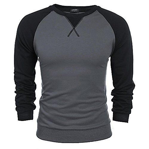 

Men's T shirt non-printing Color Block Long Sleeve Daily Tops Black