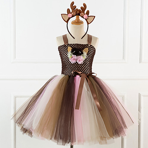 

Santa Suit Princess Dress Party Costume Kid's Girls' Vacation Dress Christmas Party Evening Christmas Festival / Holiday Tactel Brown / Coffee Easy Carnival Costumes Flower / Floral / Headwear