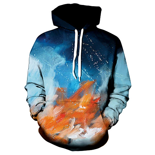 

Men's Hoodie Graphic 3D Print Casual Hoodies Sweatshirts Blue