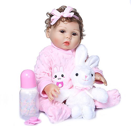 

NPKCOLLECTION 20 inch Reborn Doll Baby Girl Gift Hand Made Artificial Implantation Brown Eyes Full Body Silicone Silicone Silica Gel with Clothes and Accessories for Girls' Birthday and Festival Gifts