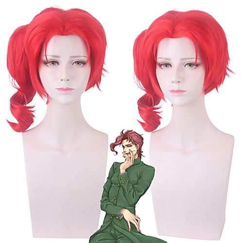 

Cosplay Costume Wig Cosplay Wig Kakyouin Noriaki JoJo's Bizarre Adventure Curly Middle Part With Ponytail Wig Pink Long Pink Synthetic Hair 20 inch Men's Anime Cosplay Pink