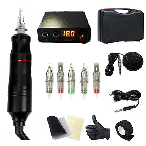

BaseKey Tattoo Machine Starter Kit - 1 pcs Tattoo Machines Professional New Aluminum Alloy LCD power supply Case Included 12 W Tattoo Pen