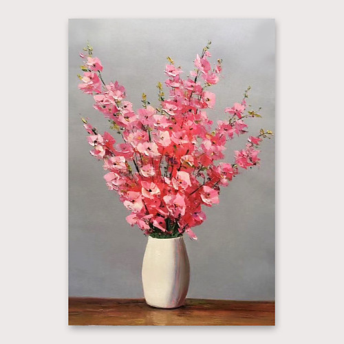 

Oil Painting Hand Painted Vertical Abstract Floral / Botanical Modern Stretched Canvas