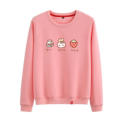

Women's Sweatshirt Pullover Black White Pink Cartoon Animal Patterned Cartoon Cute Sport Athleisure Sweatshirt Top Long Sleeve Warm Soft Comfortable Everyday Use Causal Exercising General Use