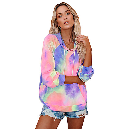 

Women's Hoodie Pullover Tie Dye Oversized Hoodie Tie Dye Cute Sport Athleisure Hoodie Top Long Sleeve Warm Soft Comfortable Everyday Use Causal Exercising General Use / Winter