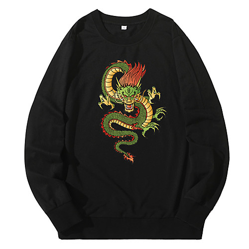 

Men's Sweatshirt Pullover Cartoon Crew Neck Dragon Sport Athleisure Sweatshirt Top Long Sleeve Warm Soft Oversized Comfortable Everyday Use Causal Exercising General Use / Winter