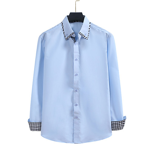 

Men's Shirt Other Prints Check Long Sleeve Daily Tops Black Navy Blue Light Blue