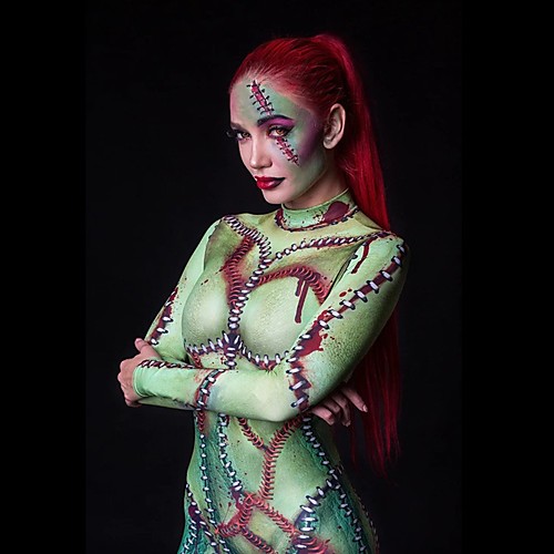 

Women's Punk & Gothic Green Jumpsuit Abstract Print