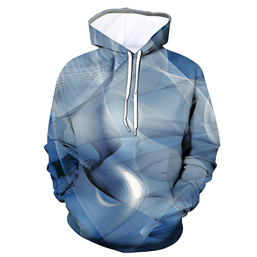 

Men's Hoodie Graphic Hooded Daily Going out Basic Casual Hoodies Sweatshirts Light Blue