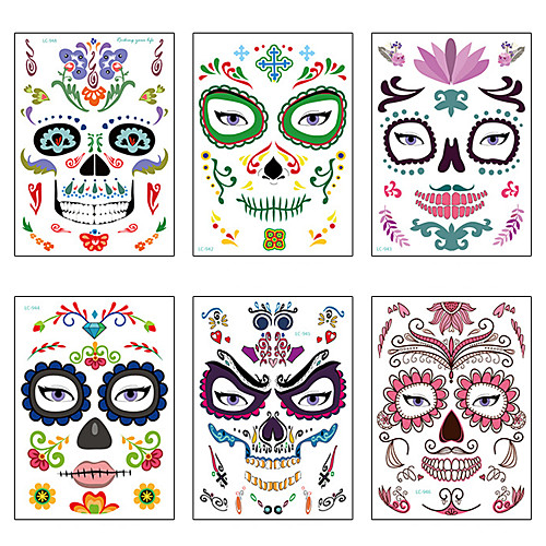 

Halloween Party Toys Tattoo Stickers 20 pcs Skull Spiders Face Waterproof Masquerade Paper Kid's Adults Trick or Treat Halloween Party Favors Supplies