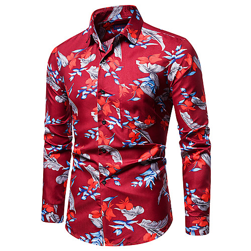 

Men's Shirt Other Prints Optical Illusion Long Sleeve Party Tops Beach Tropical Black Blue Red