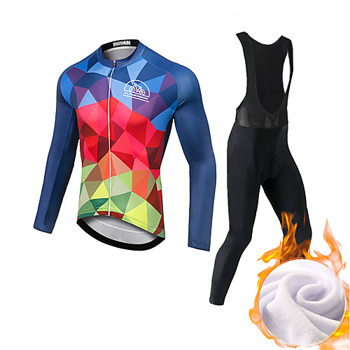 

CAWANFLY Men's Long Sleeve Cycling Jersey with Bib Tights Fleece Black Bike Fleece Lining Sports Mountain Bike MTB Road Bike Cycling Clothing Apparel / Expert / Racing / High Elasticity / Athletic