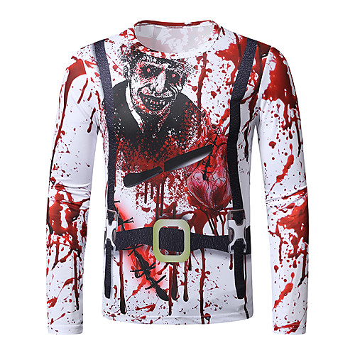 

Men's T shirt 3D Print Graphic Long Sleeve Daily Tops Red