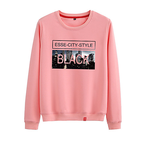 

Women's Sweatshirt Pullover Black White Pink Streetwear Crew Neck Cute Letter Printed Sport Athleisure Sweatshirt Top Long Sleeve Warm Soft Comfortable Everyday Use Causal Exercising General Use