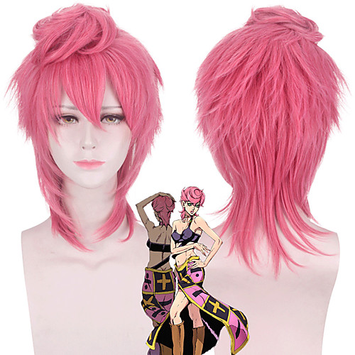 

Cosplay Costume Wig Cosplay Wig Trish Una JoJo's Bizarre Adventure Straight Layered Haircut With Bangs Wig Short Pink Synthetic Hair 14 inch Women's Anime Cosplay Cool Pink
