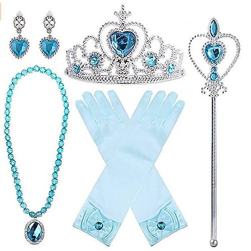 

Princess Elsa Gloves Necklace Outfits Girls' Movie Cosplay Halloween Purple Yellow Blue 1 Ring Gloves Crown Children's Day Masquerade Rhinestone Fabric Plastic / Earrings / Wand