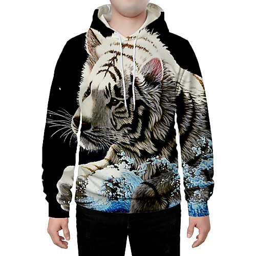 

Men's Hoodie Graphic Animal Daily Going out 3D Print Casual Hoodies Sweatshirts White