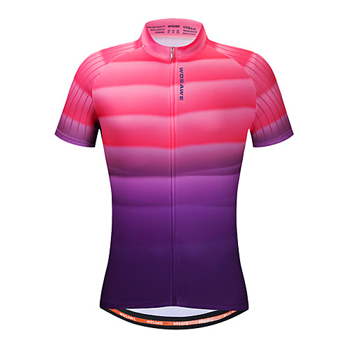 

WOSAWE Men's Short Sleeve Cycling Jersey BluePink Rainbow Bike Top Waterproof Windproof Quick Dry Sports Clothing Apparel