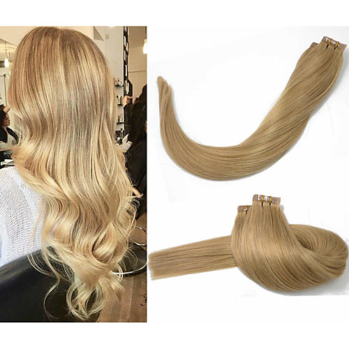 

Tape In Hair Extensions Remy Human Hair 20pcs Pack Straight Hair Extensions
