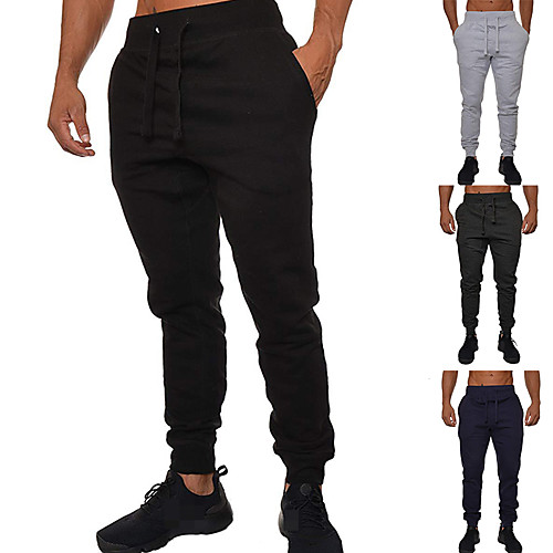 

Men's Sweatpants Joggers Jogger Pants Track Pants Bottoms Drawstring Cotton Fitness Gym Workout Performance Running Training Breathable Soft Sweat wicking Sport Solid Colored Dark Grey Black Light