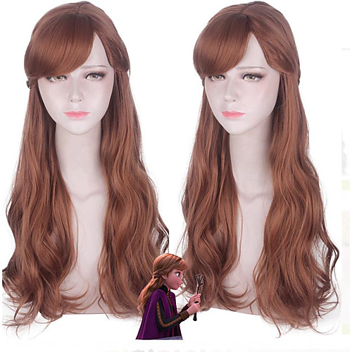 

Cosplay Costume Wig Cosplay Wig Anna Frozen II Straight kinky Straight With Bangs Wig Very Long Light Brown Synthetic Hair 27 inch Women's Anime Cute Cosplay Light Brown