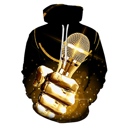 

Men's Pullover Hoodie Sweatshirt Graphic Music Going out Club 3D Print Basic Casual Hoodies Sweatshirts Gold