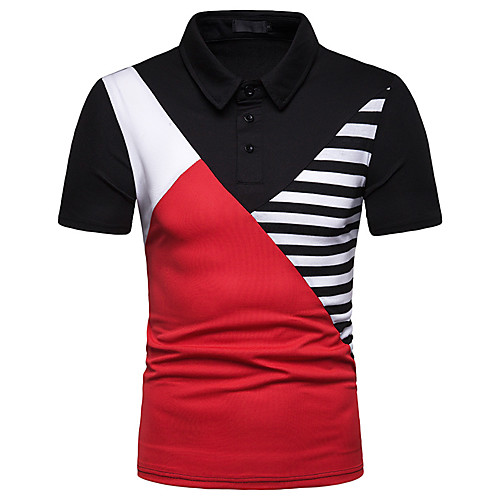 

Men's Polo Color Block Short Sleeve Daily Tops White Black Red