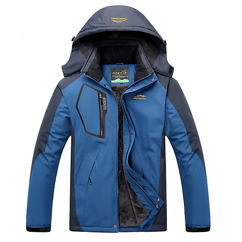 

Men's Hoodie Jacket Hiking Jacket Ski Jacket Winter Outdoor Patchwork Thermal Warm Thermal Waterproof Windproof Jacket Top Hunting Fishing Climbing Black Red Army Green Dark Blue Light Blue