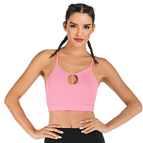 

Women's Padded Bra Open Back Fashion Yellow Pink Yoga Fitness Running Top Sport Activewear Breathable Quick Dry Moisture Wicking Comfortable Stretchy