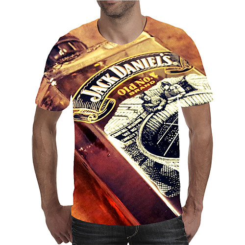 

Men's T shirt 3D Print Graphic Beer Letter Plus Size Print Short Sleeve Daily Tops Elegant Exaggerated Rainbow